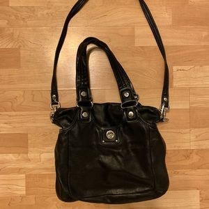 Marc Jacobs black leather bag with silver accents